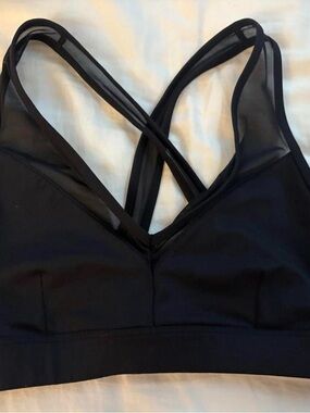 ALO Yoga Black Strappy Mesh-Back Sports Bra